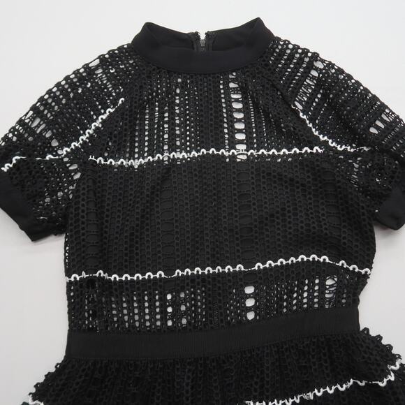 Self Portrait Scallop Hem Crochet Mini Dress US 4 - Picture 6 of 10